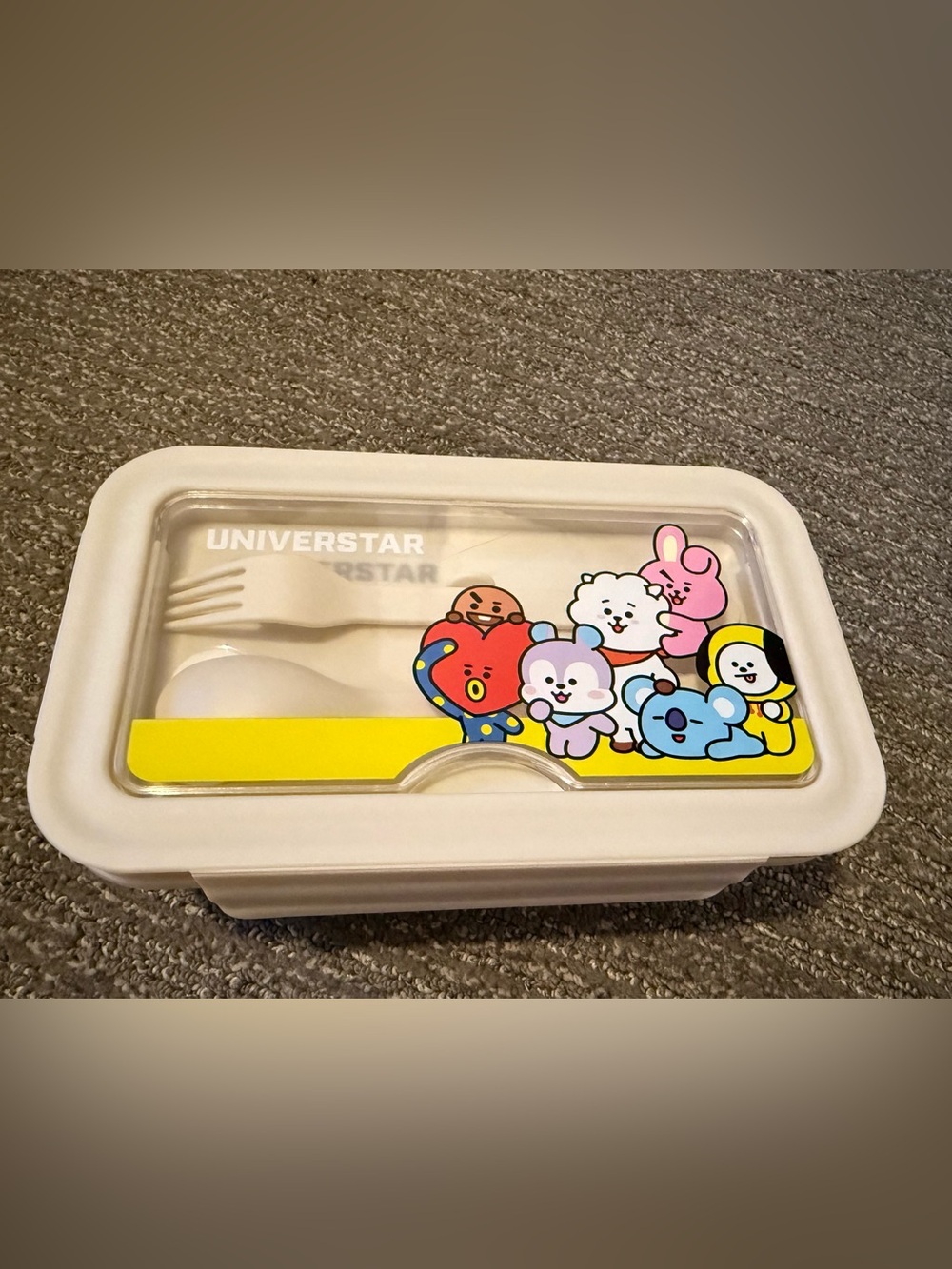 NEW! BT21 Character BTS Inspired Bento Lunch Box with Spoon and Fork